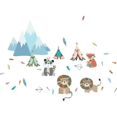 Ambiance-sticker - Stickers enfant animaux et tipis indiens - 60x90cm - Publicité Ambiance-sticker - Stickers enfant animaux et tipis indiens - 60x90cm - Publicité