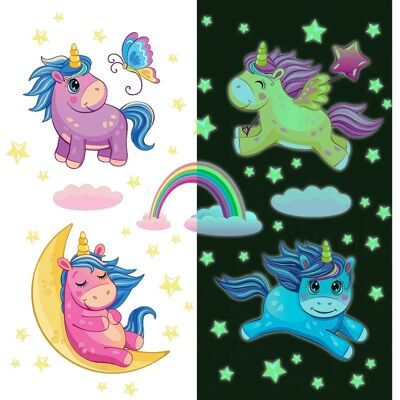 Ambiance-sticker - Licornes dans les étoiles - Phosphorescent - Publicité Ambiance-sticker - Licornes dans les étoiles - Phosphorescent - Publicité