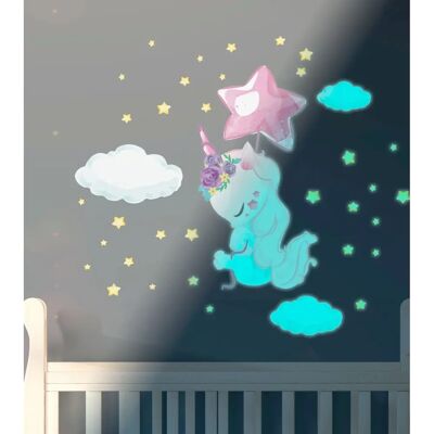 Ambiance Unicorn Glow-in-the-dark Wall Sticker - 110 Stars - Decor for Kids Ambiance Unicorn Glow-in-the-dark Wall Sticker - 110 Stars - Decor for Kids