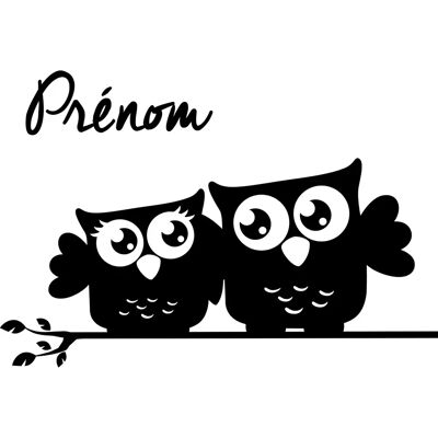Ambiance-sticker - Sticker prénom personnalisable 2 hiboux - Publicité Ambiance-sticker - Sticker prénom personnalisable 2 hiboux - Publicité