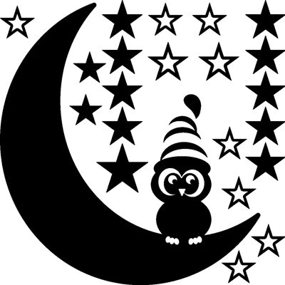 Ambiance - Hibou hiver lune et étoiles - Sticker mural - Décoratif - Sticker - Publicité Ambiance - Hibou hiver lune et étoiles - Sticker mural - Décoratif - Sticker - Publicité