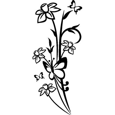 Ambiance-sticker - Sticker plante florale et papillons - Autocollant - Publicité Ambiance-sticker - Sticker plante florale et papillons - Autocollant - Publicité
