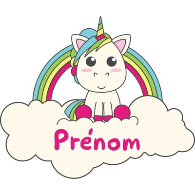 Ambiance - Licorne sur nuage - Prénom personnalisable - Sticker mural - Publicité Ambiance - Licorne sur nuage - Prénom personnalisable - Sticker mural - Publicité