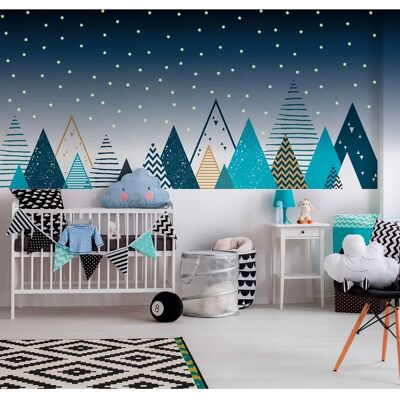 AMBIANCE STICKER Berg & Sterren Muursticker - Kinder Scandinavische Decoratie AMBIANCE STICKER Berg & Sterren Muursticker - Kinder Scandinavische Decoratie