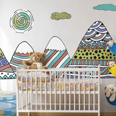 Autocollant Mur Scandinave Montagnes - 60x90cm Autocollant Mur Scandinave Montagnes - 60x90cm