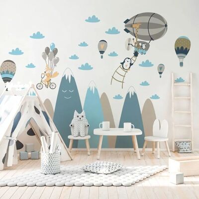 Autocollant Murale AMBIANCE STICKER Montagne Scandinave Enfant - Publicité Autocollant Murale AMBIANCE STICKER Montagne Scandinave Enfant - Publicité