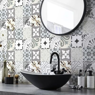 AMBIANCE STICKERS Cement Tile Wall Decals - 9 Pack AMBIANCE STICKERS Cement Tile Wall Decals - 9 Pack