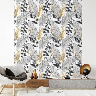 Naklejka ścienna z liściami palmy - Nie tkanina, 300x60cm Naklejka ścienna z liściami palmy - Nie tkanina, 300x60cm