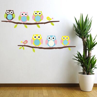 Ambiance-sticker - OWLS-BRANCH - Hiboux et oiseaux sur branche - Publicité Ambiance-sticker - OWLS-BRANCH - Hiboux et oiseaux sur branche - Publicité