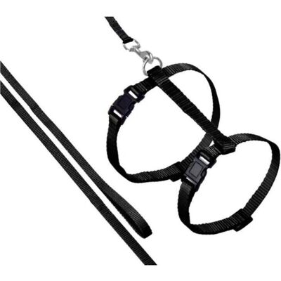 Flamingo Katzenhalsband und Leine - Verstellbar, 1,10m, Schwarz Flamingo Katzenhalsband und Leine - Verstellbar, 1,10m, Schwarz