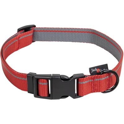 Collier pour chiens en nylon rouge/gris Jack and Vanilla - 65cm - Durable et réglable Collier pour chiens en nylon rouge/gris Jack and Vanilla - 65cm - Durable et réglable