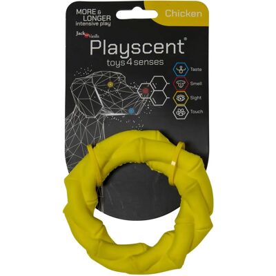 Jack and Vanilla Rubber Dog Toy - Yellow, S/M, Chicken Scent & Flavor Jack and Vanilla Rubber Dog Toy - Yellow, S/M, Chicken Scent & Flavor