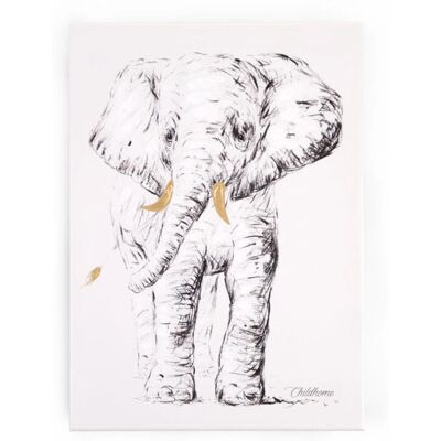 Childhome Modèle 30x40cm Peinture d'Éléphant avec Détails Dorés - Peinture - Publicité Childhome Modèle 30x40cm Peinture d'Éléphant avec Détails Dorés - Peinture - Publicité