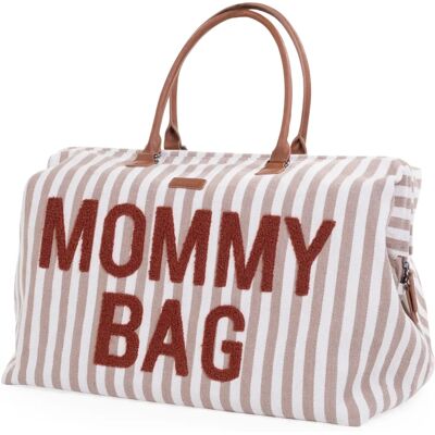 Childhome Mommy Bag - Borsa per pannolini a righe Nude/Terracotta con fasciatoio Childhome Mommy Bag - Borsa per pannolini a righe Nude/Terracotta con fasciatoio