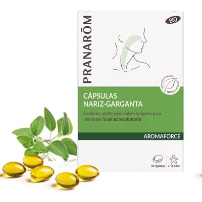 Pranarôm Aromaforce Nariz y Garganta Bio 30 Cápsulas - Apoyo Respiratorio Pranarôm Aromaforce Nariz y Garganta Bio 30 Cápsulas - Apoyo Respiratorio
