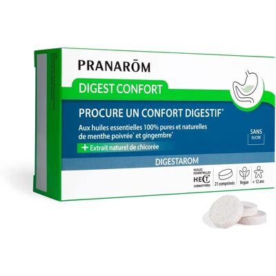 Pranarôm Digest Confort - Menthe & Gingembre - 21 Comprimés - Complément Alimentaire - Publicité Pranarôm Digest Confort - Menthe & Gingembre - 21 Comprimés - Complément Alimentaire - Publicité