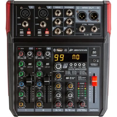 JB Systems Live-6 Mischpult - Kompakter 4-Kanal PA-Mixer JB Systems Live-6 Mischpult - Kompakter 4-Kanal PA-Mixer