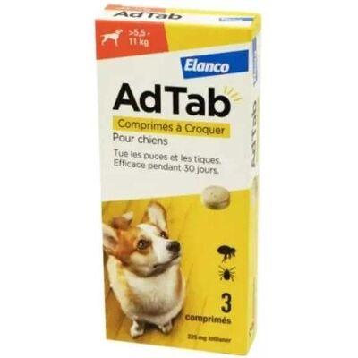 Elanco Comprimés à croquer anti-puces et tiques pour chiens - 225Mg 5,5-11kg - Publicité Elanco Comprimés à croquer anti-puces et tiques pour chiens - 225Mg 5,5-11kg - Publicité