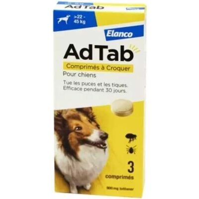 Elanco ELANCO Adtab Antiparasitaire 900Mg pour Chiens 22-45kg - Anti-Parasitic - Publicité Elanco ELANCO Adtab Antiparasitaire 900Mg pour Chiens 22-45kg - Anti-Parasitic - Publicité