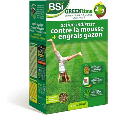 Engrais organique-minéral BSI Greentime - Contrôle mousse - 4kg pour 40m² - Publicité Engrais organique-minéral BSI Greentime - Contrôle mousse - 4kg pour 40m² - Publicité