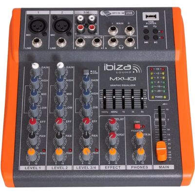 Ibiza Mixer MX401 - 4-Kanal Kompaktmixer - Audiogerät Ibiza Mixer MX401 - 4-Kanal Kompaktmixer - Audiogerät