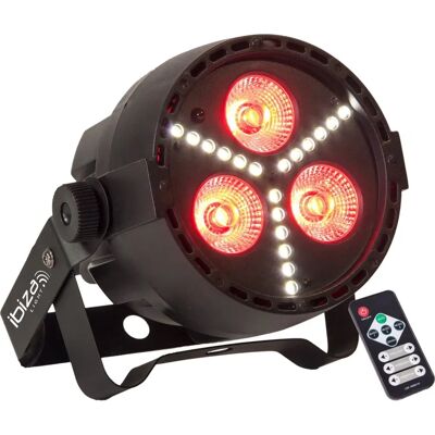 Projecteur LED RGBW Ibiza Light - 25° - 3 LEDS + 18 LEDS Strobe - Publicité Projecteur LED RGBW Ibiza Light - 25° - 3 LEDS + 18 LEDS Strobe - Publicité