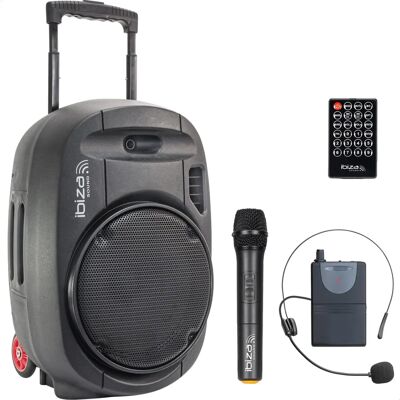 Ibiza PORT12UHF-MKII - Sistema PA portatile 12”/30cm con USB, REC, VOX, Bluetooth, 2 microfoni UHF Ibiza PORT12UHF-MKII - Sistema PA portatile 12”/30cm con USB, REC, VOX, Bluetooth, 2 microfoni UHF