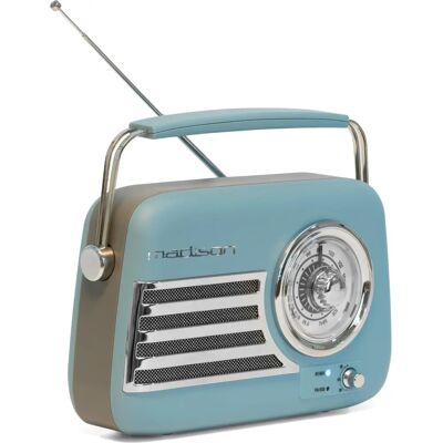Madison Retro Radio - Bluetooth FM Bleu Mat - Publicité Madison Retro Radio - Bluetooth FM Bleu Mat - Publicité