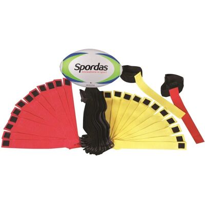 Kit de rugby pour enfants Spordas - Bandes et balle - Publicité Kit de rugby pour enfants Spordas - Bandes et balle - Publicité