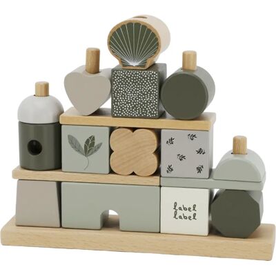 Label Label Olijfgroen Houten Blokken LLWT-10282 - Stapelblokken Label Label Olijfgroen Houten Blokken LLWT-10282 - Stapelblokken