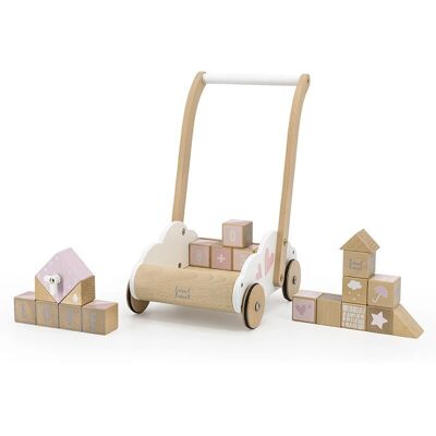 Label Carrello in Legno Rosa - Aiuto ai Primi Passi Label Carrello in Legno Rosa - Aiuto ai Primi Passi