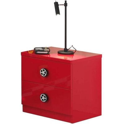 Vipack Monza Nachttisch - 2 Schubladen - Glänzend Rot - Schlafzimmermöbel Vipack Monza Nachttisch - 2 Schubladen - Glänzend Rot - Schlafzimmermöbel