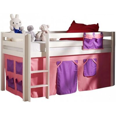 PINOO-12 Hochbett mit Textilset Bella in Weiß lackiert - Kinderzimmer PINOO-12 Hochbett mit Textilset Bella in Weiß lackiert - Kinderzimmer