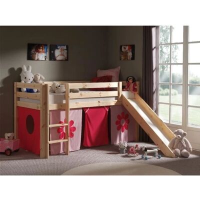 Lit Mezzanine PINOO avec Toboggan - Chambre Enfant, Pin Nature - Publicité Lit Mezzanine PINOO avec Toboggan - Chambre Enfant, Pin Nature - Publicité