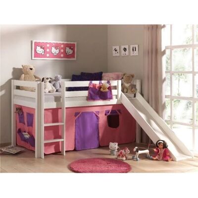 Lit mezzanine PINOO-12 avec toboggan - Mobilier enfant - Publicité Lit mezzanine PINOO-12 avec toboggan - Mobilier enfant - Publicité