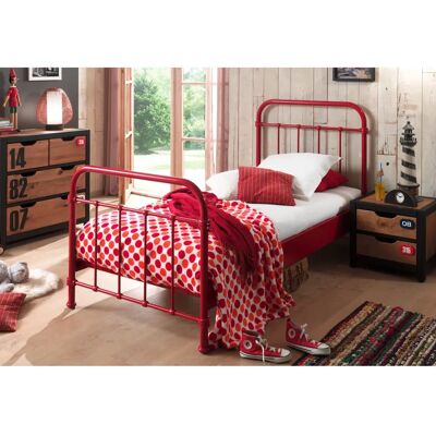 Lit Enfant Vipack New York - Rouge - 90x200cm - Publicité Lit Enfant Vipack New York - Rouge - 90x200cm - Publicité