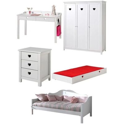 Vipack - Ensemble Chambre Amori - Décoration en Cœur et Rangement - Publicité Vipack - Ensemble Chambre Amori - Décoration en Cœur et Rangement - Publicité