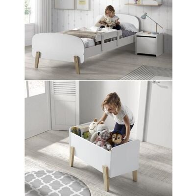 Ensemble Chambre Enfant KIDDY Blanc - Lit, Table de Nuit & Coffre à Jouets - Publicité Ensemble Chambre Enfant KIDDY Blanc - Lit, Table de Nuit & Coffre à Jouets - Publicité