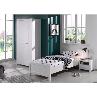 Ensemble Chambre Erik Blanc Vipack - Lit, Chevet, Armoire - Publicité Ensemble Chambre Erik Blanc Vipack - Lit, Chevet, Armoire - Publicité
