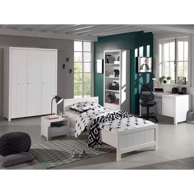 Ensemble Chambre Erik blanc de Vipack - 90x200cm, Armoire, Bureau - Publicité Ensemble Chambre Erik blanc de Vipack - 90x200cm, Armoire, Bureau - Publicité