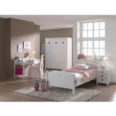 Ensemble de lit Vipack - Amori blanc avec détails en cœur - 90x200 cm - Publicité Ensemble de lit Vipack - Amori blanc avec détails en cœur - 90x200 cm - Publicité