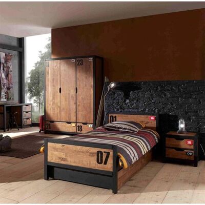 Vipack Lit 90x200 avec Sommier - Coiffeuse et Armoire - Alex - Publicité Vipack Lit 90x200 avec Sommier - Coiffeuse et Armoire - Alex - Publicité
