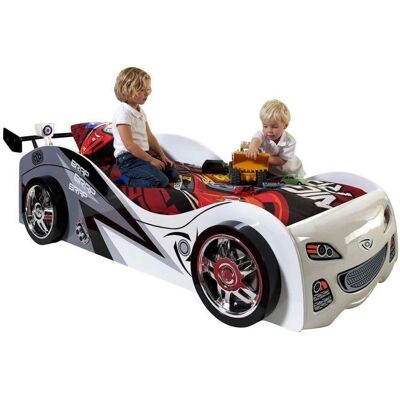 Lit voiture 90x200 cm Blanc - Mobilier chambre enfant - Publicité Lit voiture 90x200 cm Blanc - Mobilier chambre enfant - Publicité