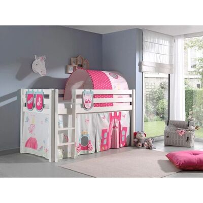 VIPACK Cama Altillo Pino - Tema Princesa, Blanco, 90x200cm, Sin tobogán VIPACK Cama Altillo Pino - Tema Princesa, Blanco, 90x200cm, Sin tobogán
