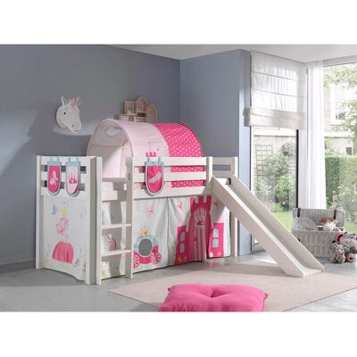 Cama doble VIPACK Pino con tobogán y túnel - Niños, Blanco Cama doble VIPACK Pino con tobogán y túnel - Niños, Blanco
