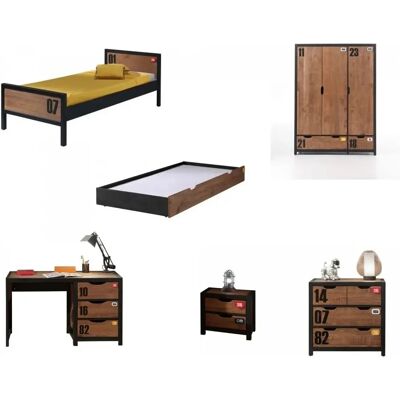 Ensemble de Meubles Industriels Vipack Alex - Lit, Bureau, Armoire, Bibliothèque - Publicité Ensemble de Meubles Industriels Vipack Alex - Lit, Bureau, Armoire, Bibliothèque - Publicité