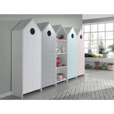 Les Tendances Ensemble de 4 armoires pour enfants et 1 bibliothèque en bois laqué - Mobilier - Publicité Les Tendances Ensemble de 4 armoires pour enfants et 1 bibliothèque en bois laqué - Mobilier - Publicité