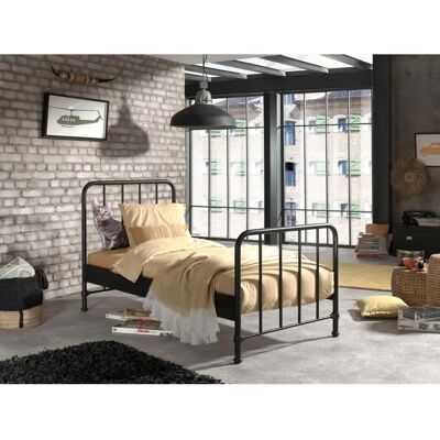 Vipack Bronxx Jugendbett - Metall, 90x200cm, Schwarz - Bett Vipack Bronxx Jugendbett - Metall, 90x200cm, Schwarz - Bett