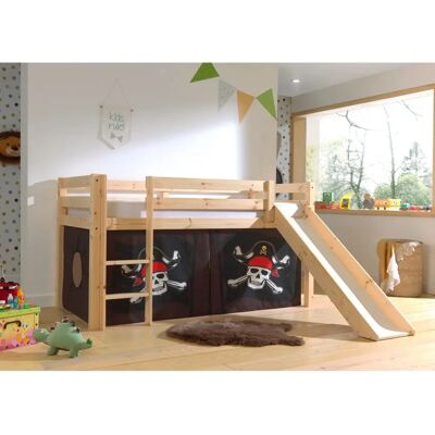 Letto a castello in legno Vipack Pino con scivolo e copertura pirata - Divertimento in cameretta Letto a castello in legno Vipack Pino con scivolo e copertura pirata - Divertimento in cameretta
