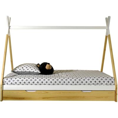 Lit Tipi VIPACK pour Enfants avec Tiroir - Naturel/Blanc - 90x200cm - Publicité Lit Tipi VIPACK pour Enfants avec Tiroir - Naturel/Blanc - 90x200cm - Publicité